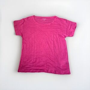 J Crew Womens M Pink  Linen Short Sleeve Casual Preppy Relaxed Tee Top Excellent